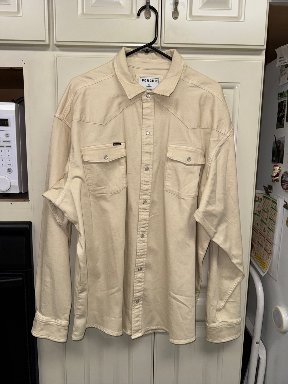 PONCHO XXL Regular Fit Cream Western Snap Shirt – Heavyweight Cotton